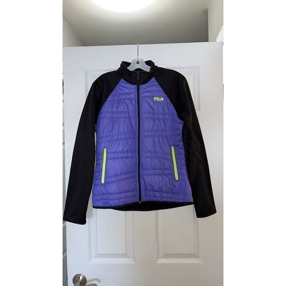FILA- Black and Purple Track Jacket with Neon Green- Size Medium - Picture 1 of 5